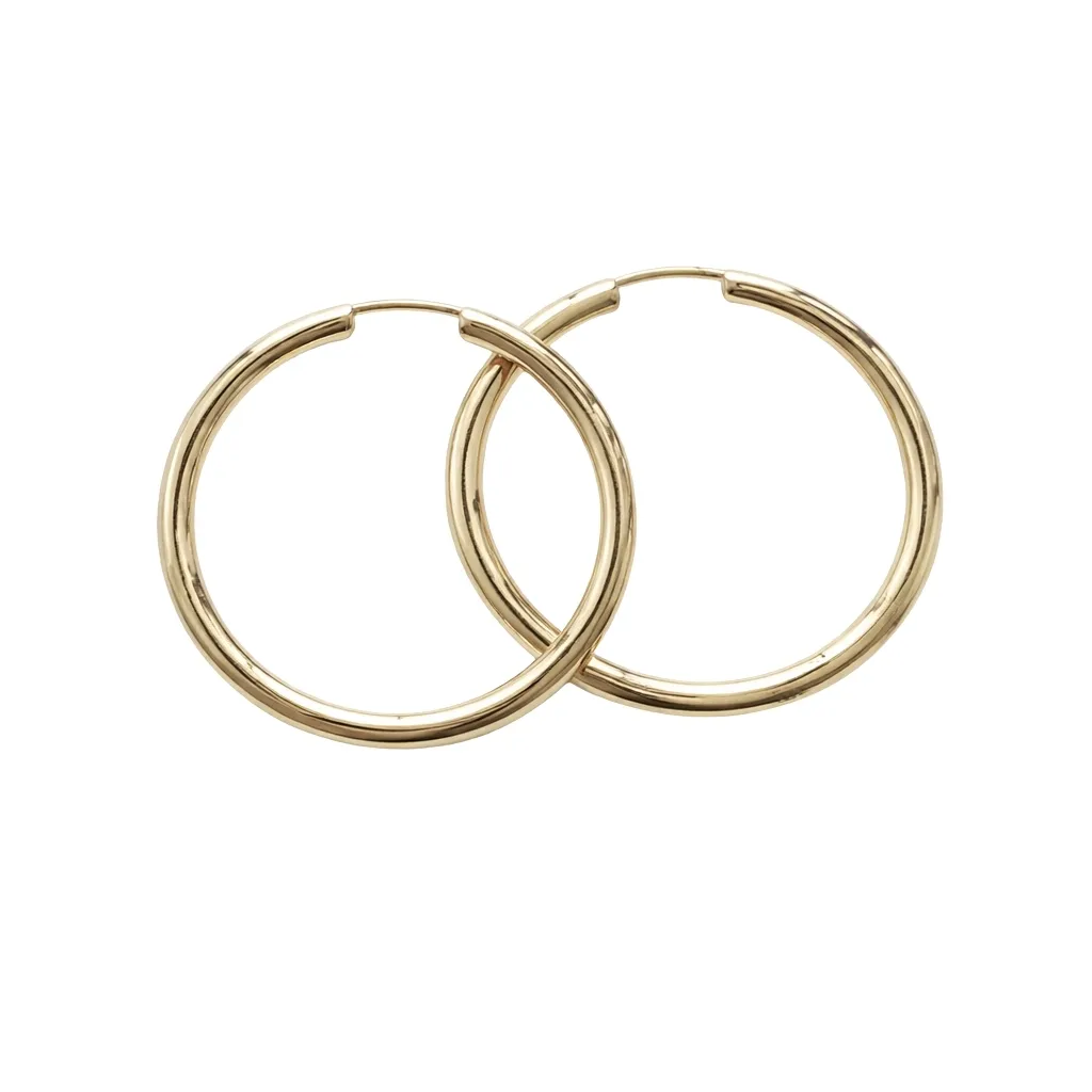 KOLCZYKI KOŁA GŁADKIE O ŚREDNICY 3 CM ZE ZŁOTA PR. 585, 14K