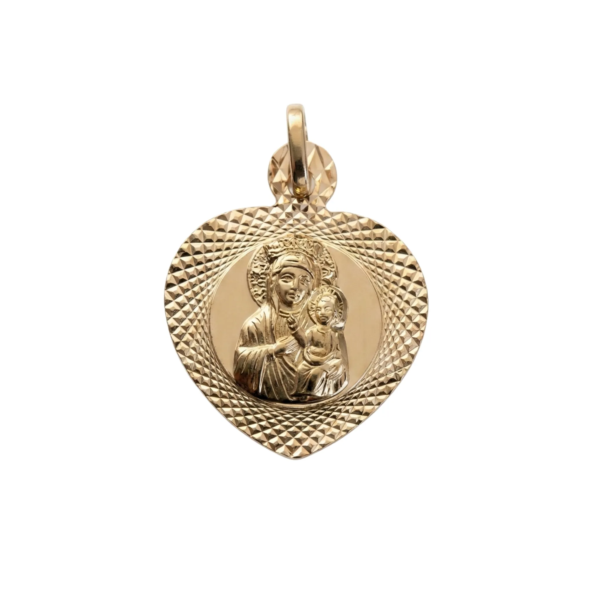 Medalik z wizerunkiem Matki Boskiej Częstochowskiej serce 1 g ze złota pr. 585, 14K