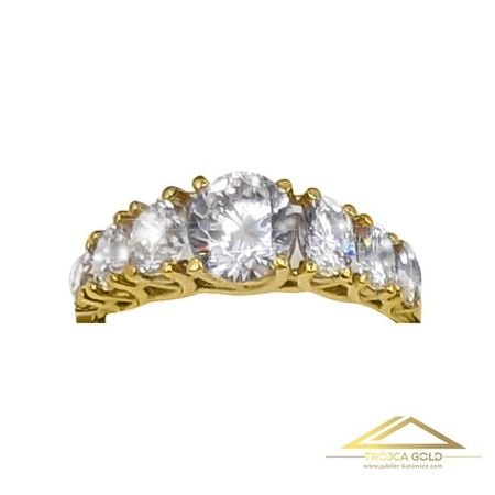 Cudowny Pierścionek z Cyrkoniami w Ozdobnej i Eleganckiej Oprawie, próby 585