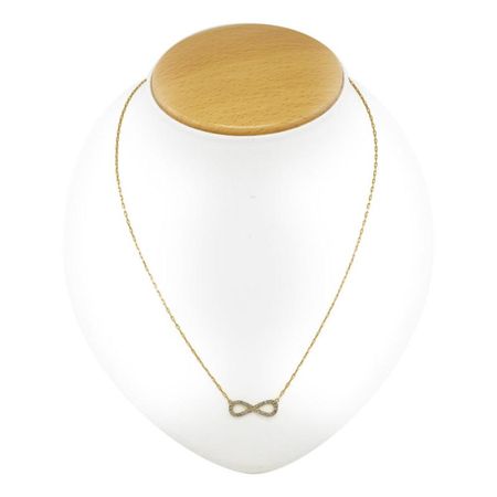 Nieskończoność z Cyrkoniami, Celebrytka 250 Złota 14k pr. 585