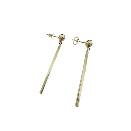 KOLCZYKI ZŁOTE SŁUPKI Z KULECZKĄ