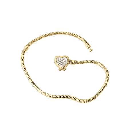 Bransoletka żmijka z zapięciem w kształcie serca z cyrkoniami ze złota pr. 585, 14K