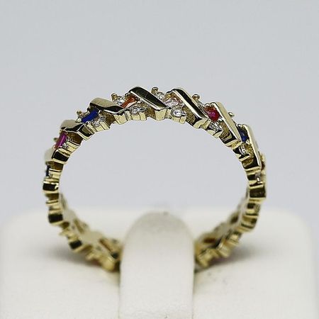 Pierścionek Złoty Z Kolorowymi Cyrkoniami  2,71g