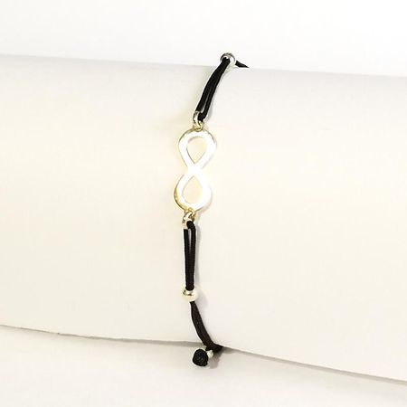 CZARNA BRANSOLETKA SZCZĘŚCIA, ZŁOTA NIESKOŃCZONOŚĆ 0,89g 14K