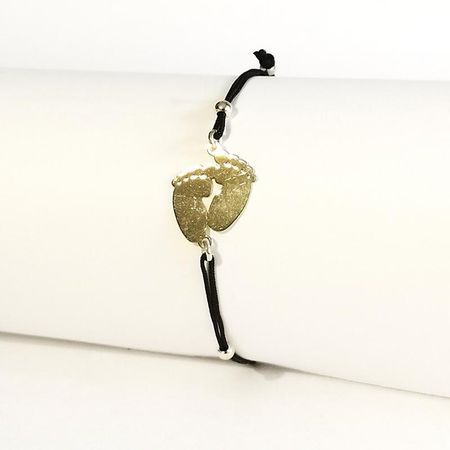 CZARNA BRANSOLETKA SZCZĘŚCIA, ZŁOTE STÓPKI 1,32g 14K