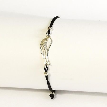 CZARNA BRANSOLETKA SZCZĘŚCIA, ZŁOTE SKRZYDŁO 0,83g 14K