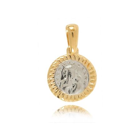 Okrągły Medalik Z Białego I Żółtego Złota Próby 585