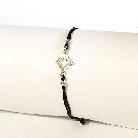 CZARNA BRANSOLETKA SZCZĘŚCIA, ZŁOTY ELEMENT 0,79g 14K