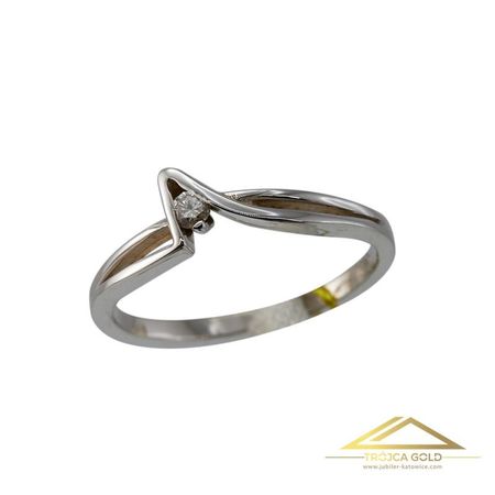 Złoty pierścionek z brylantem o masie 0,05 ct i wadze 1,46g