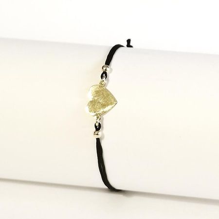 CZARNA BRANSOLETKA SZCZĘŚCIA, ZŁOTE SERCE 1,01g 14K