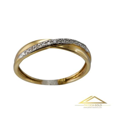 Złoty pierścionek z 13 brylantami o łącznej masie 0,06 ct