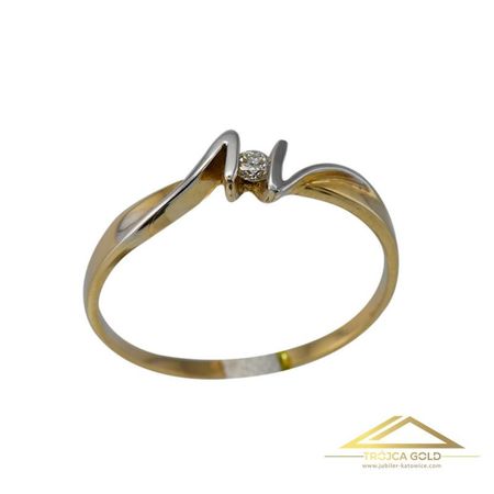 Złoty pierścionek z brylantem 0,065 ct