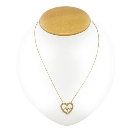 Serce z Cyrkoniami Linia Życia, Celebrytka Złota 14k pr. 585