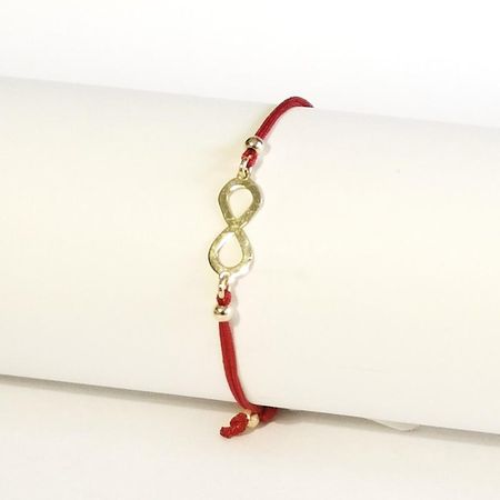 CZERWONA BRANSOLETKA SZCZĘŚCIA, ZŁOTA NIESKOŃCZONOŚĆ 0,87g 14K