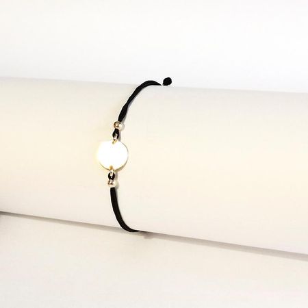 CZARNA BRANSOLETKA SZCZĘŚCIA, ZŁOTE KOŁO 1,03g 14K