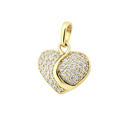 Zawieszka serce z falą i cyrkoniami ze złota pr. 585, 14K