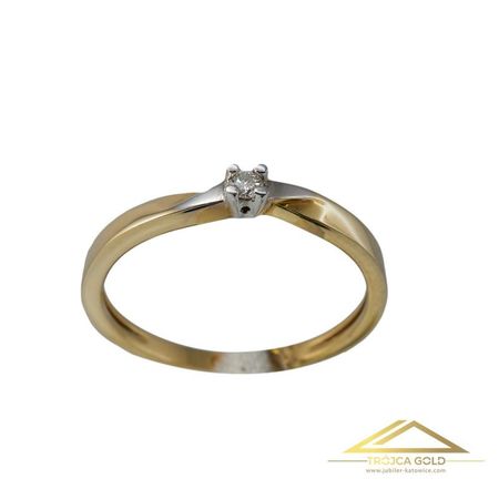 Złoty pierścionek z brylantem 0,045 ct