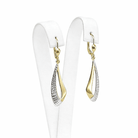 KOLCZYK WISZĄCE ŁEZKI Z DWUKOLOROWEGO ZŁOTA PR. 585, 14K