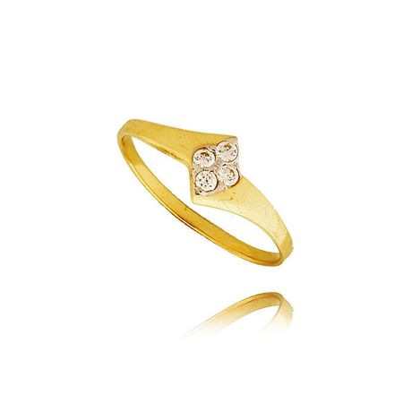 Pierścionek Ze Złota PR. 585 Z 5 Cyrkoniami Ułożonymi W Romb