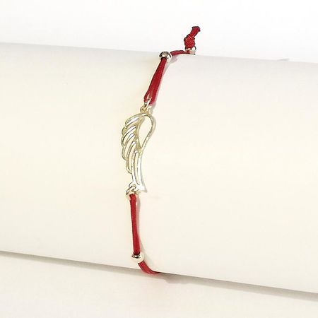 CZERWONA BRANSOLETKA SZCZĘŚCIA, ZŁOTE SKRZYDŁO 0.83g 14K