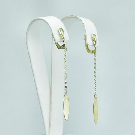 Kolczyki złote wiszące na łańcuszku pr. 585, 14k.