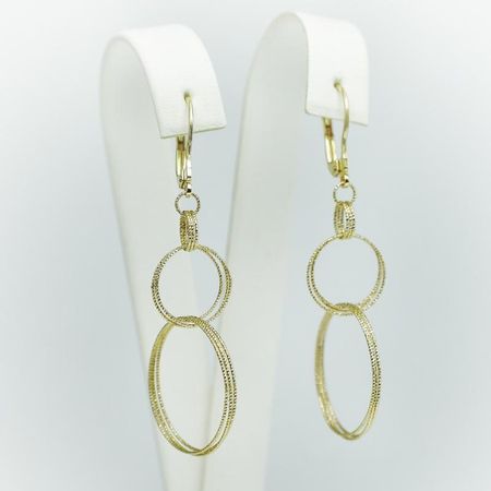 Kolczyki złote wiszące koła pr. 585, 14k.