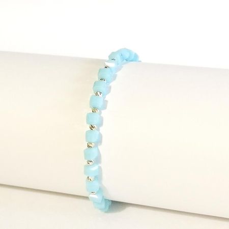 NIEBIESKA BRANSOLETKA SZCZĘŚCIA, ZŁOTE ELEMENTY 0.55g 14K