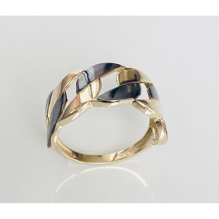 PIERŚCIONEK PRZEPLATANY ŻÓŁTE ZŁOTO Z CZARNYM AKCENTEM