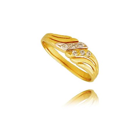 Pierścionek Z Białego I Żółtego Złota Z Cyrkoniami W 2 Rzędach