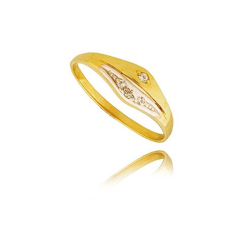 Pierścionek Z Białego i Żółtego Złota PR. 585 Z Cyrkoniami.