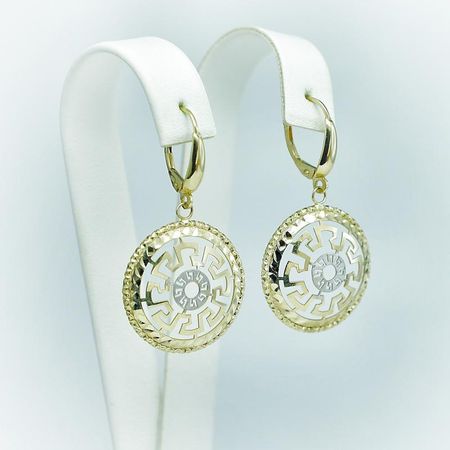 Kolczyki złote wiszące  Droga Grecka pr. 585, 14k. Żółte Złoto