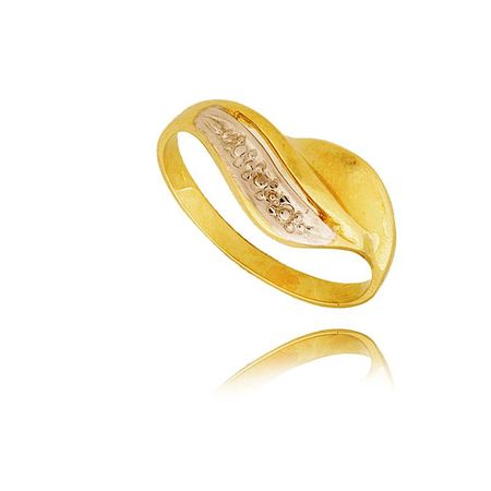 Piękny Pierścionek Z Białego I Żółtego Złota Fala