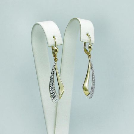 Kolczyki złote wiszące pr. 585, 14k. Białe i Żółte Złoto