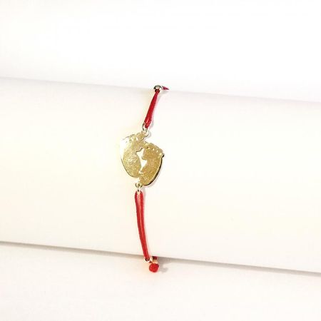 CZERWONA BRANSOLETKA SZCZĘŚCIA, ZŁOTE STÓPKI 1,31g 14K