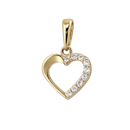Zawieszka serce z połową wysadzaną cyrkoniami ze złota pr. 585, 14K