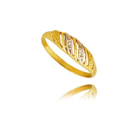 Pierścionek Z Białego I Żółtego Złota Z Cyrkoniami