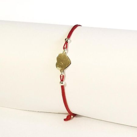 CZERWONA BRANSOLETKA SZCZĘŚCIA, ZŁOTE SERCE 0.94g 14K