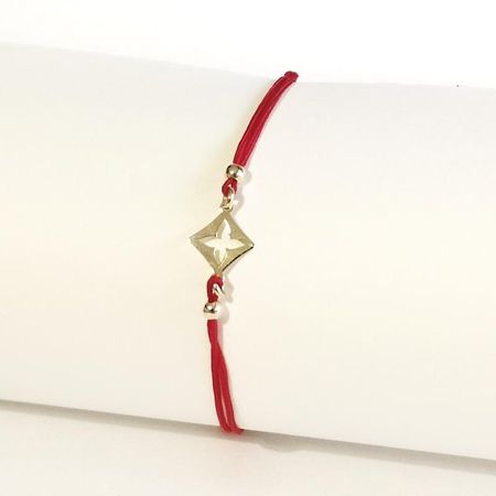 CZERWONA BRANSOLETKA SZCZĘŚCIA, ZŁOTE ELEMENTY 0.78g 14K