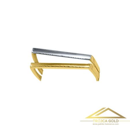 Asymetryczny Pierścionek z Poprzeczkami w Dwóch Kolorach, próby 585