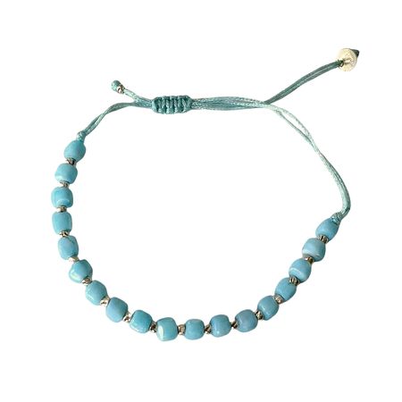 BRANSOLETKA KAMIENIE JUBILERSKIE ZE ZŁOTEM NIEBIESKA KOSTKA NIEBIESKI SZNUREK