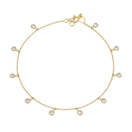 BRANSOLETKA Z WISZĄCYMI CYRKONIAMI W PEŁNEJ OPRAWIE ZE ZŁOTA PR. 585, 14K