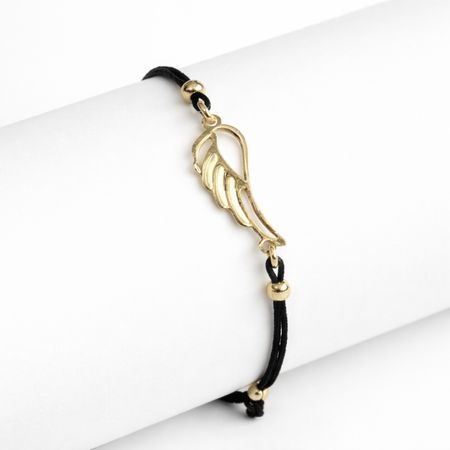 Czarna bransoletka szczęścia, złote skrzydło pr. 585, 14K