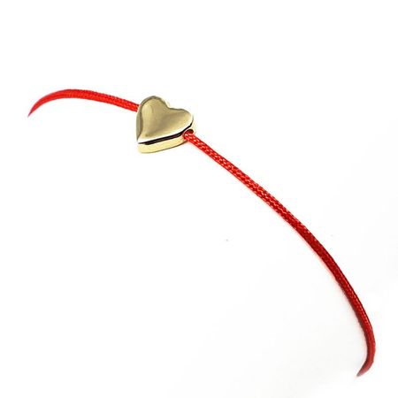 CZERWONA BRANSOLETKA SZCZĘŚCIA, SERDUSZKO WYKONANE ZE ZŁOTA 14K.