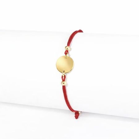 Czerwona bransoletka szczęścia, złote kółko pr. 585, 14K