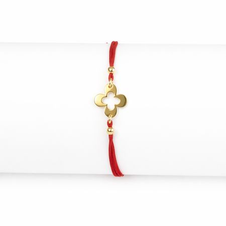 Czerwona bransoletka szczęścia, złote serce pr. 585, 14K