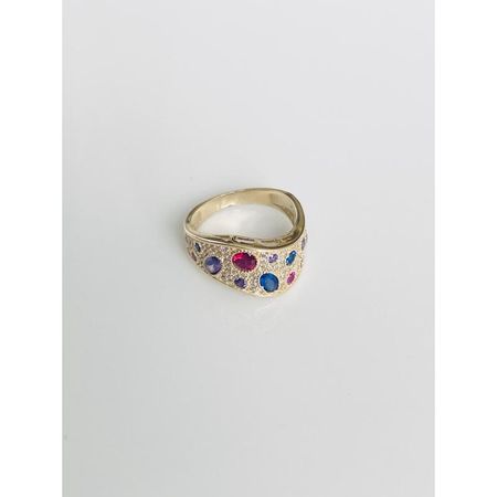 EFEKTOWNY PIERŚCIONEK Z KOLOROWYMI CYRKONIAMI