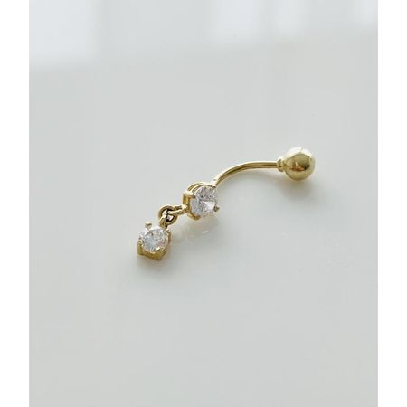 KOLCZYK DO PĘPKA Z DWIEMA CYRKONIAMI