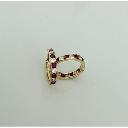 KOLCZYKI CYRKONIE BIAŁO CZERWONE 1,2 CM