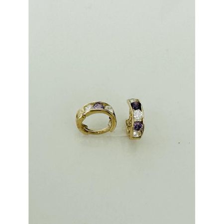 KOLCZYKI CYRKONIE BIAŁO FIOLETOWE 0,7 CM