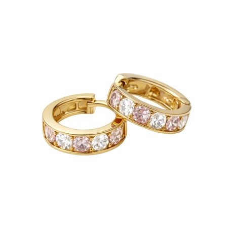 KOLCZYKI Z BIAŁO-RÓŻOWYMI CYRKONIAMI O ŚREDNICY 0,7 CM ZE ZŁOTA PR. 585, 14K